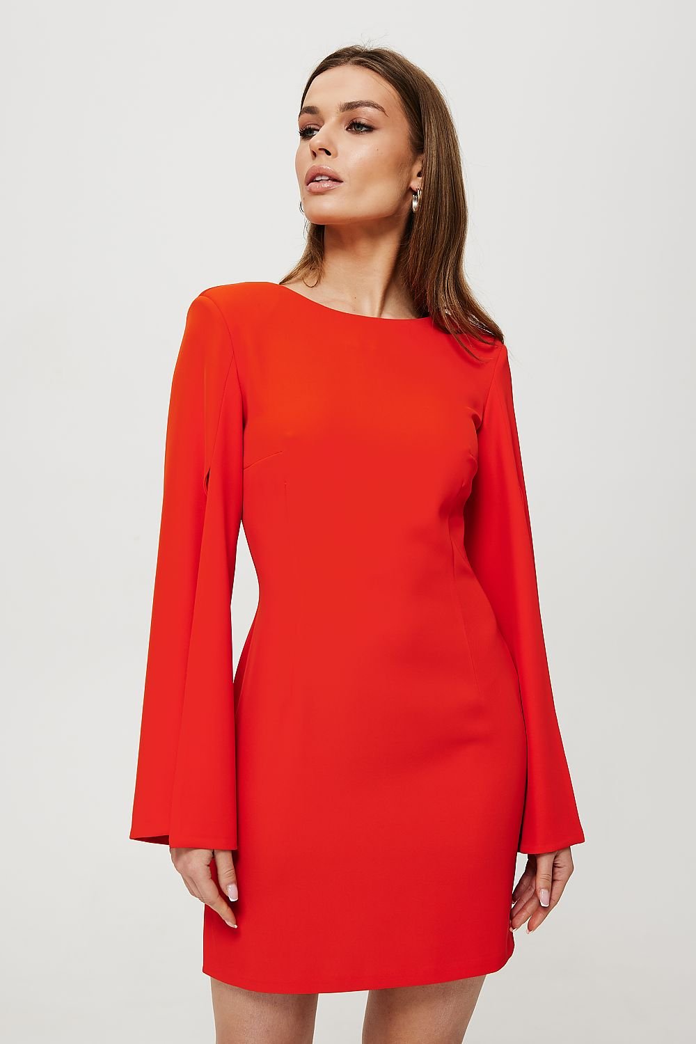 Long sleeves with high slits cocktail dress