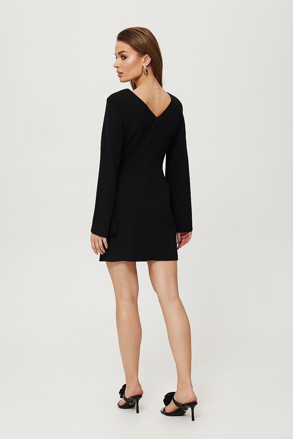 Long sleeves with high slits cocktail dress