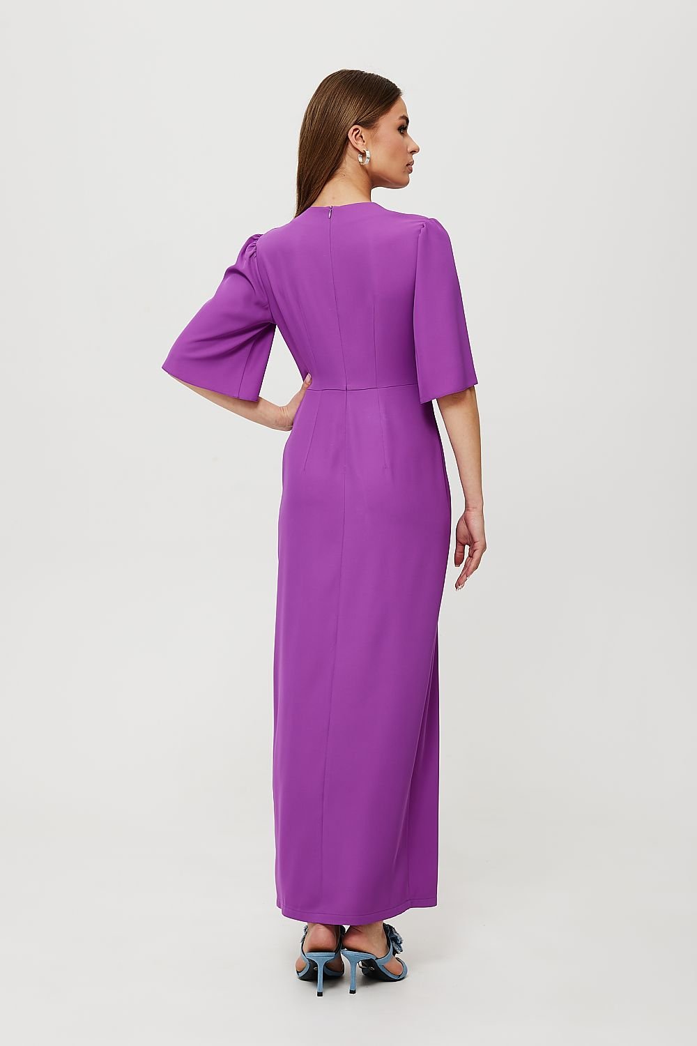 Makover V-shaped Neckline Side Split Maxi