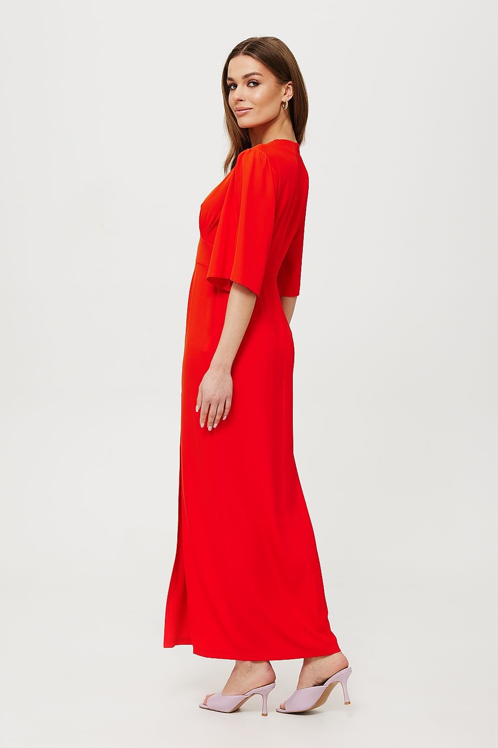 Makover V-shaped Neckline Side Split Maxi