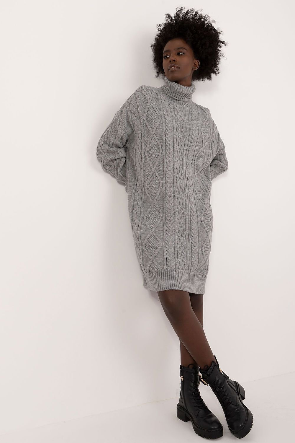 Knee-length Turtleneck Swearter Dress