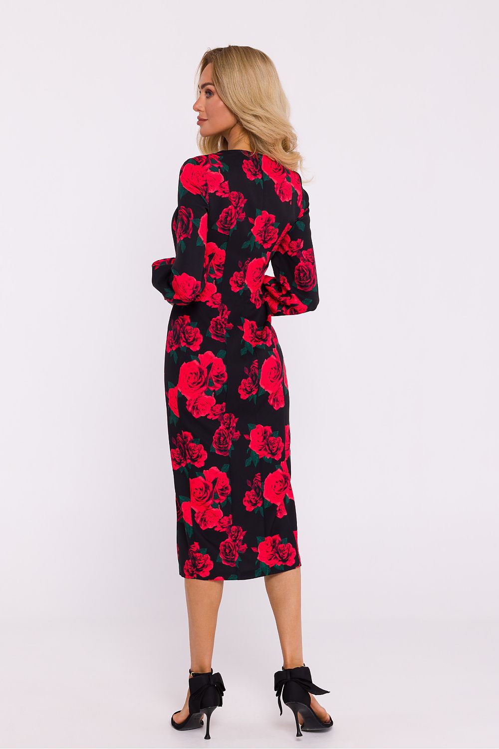 Flower Printed Leg Split Sheath Dress