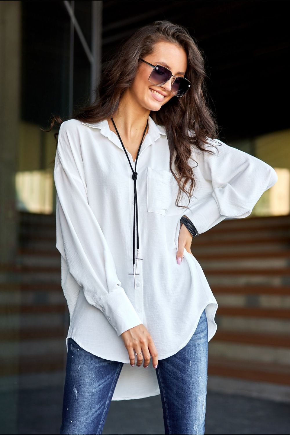 Elisa - asymmetrical long sleeve shirt EKR