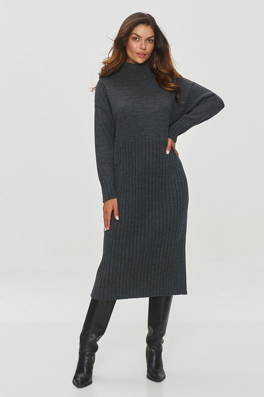 Elegant Cut Long Sleeve Knitted Dress