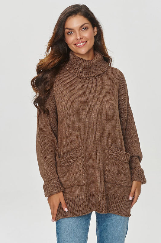 Loose Turtleneck Sweater with Pockets  Shop One Place