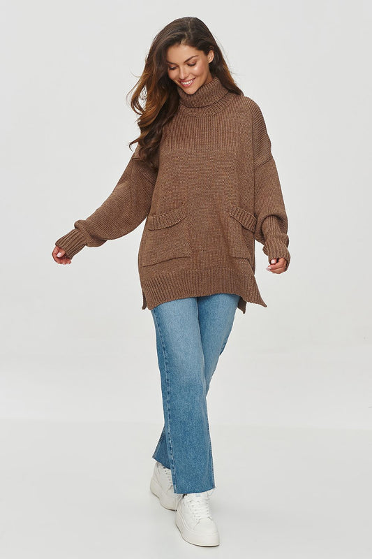 Loose Turtleneck Sweater with Pockets  Shop One Place