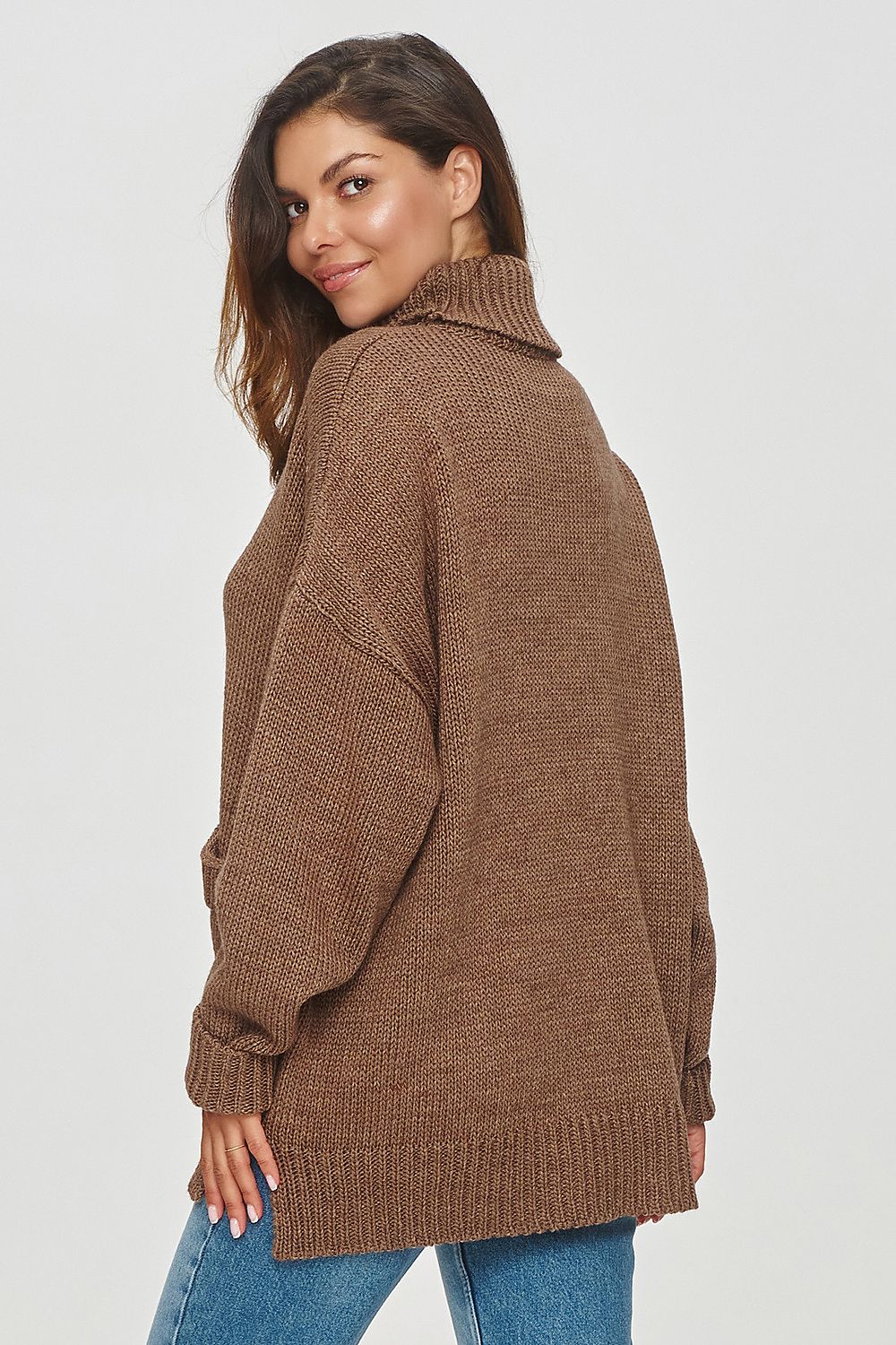 Loose Turtleneck Sweater with Pockets  Shop One Place