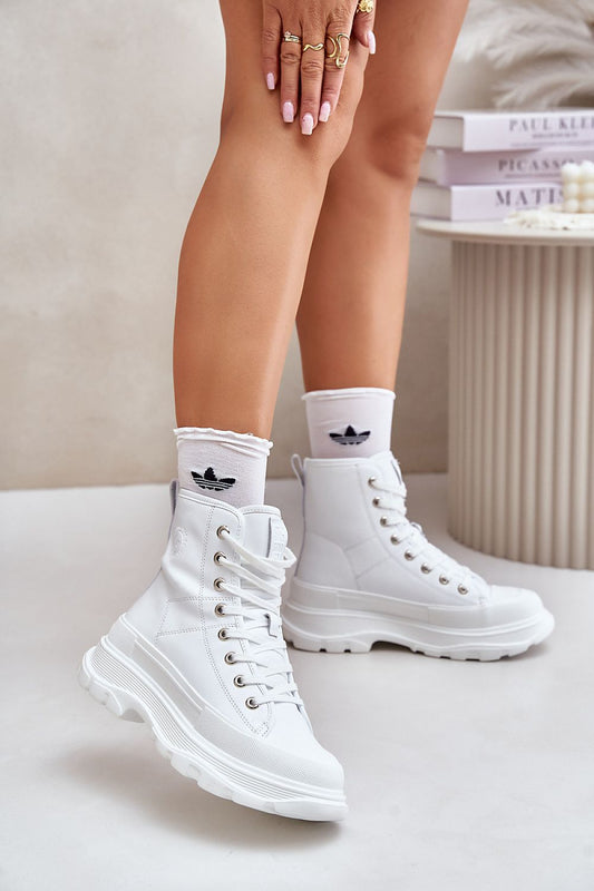 Big Star White Leather Insulated Platform Sneakers