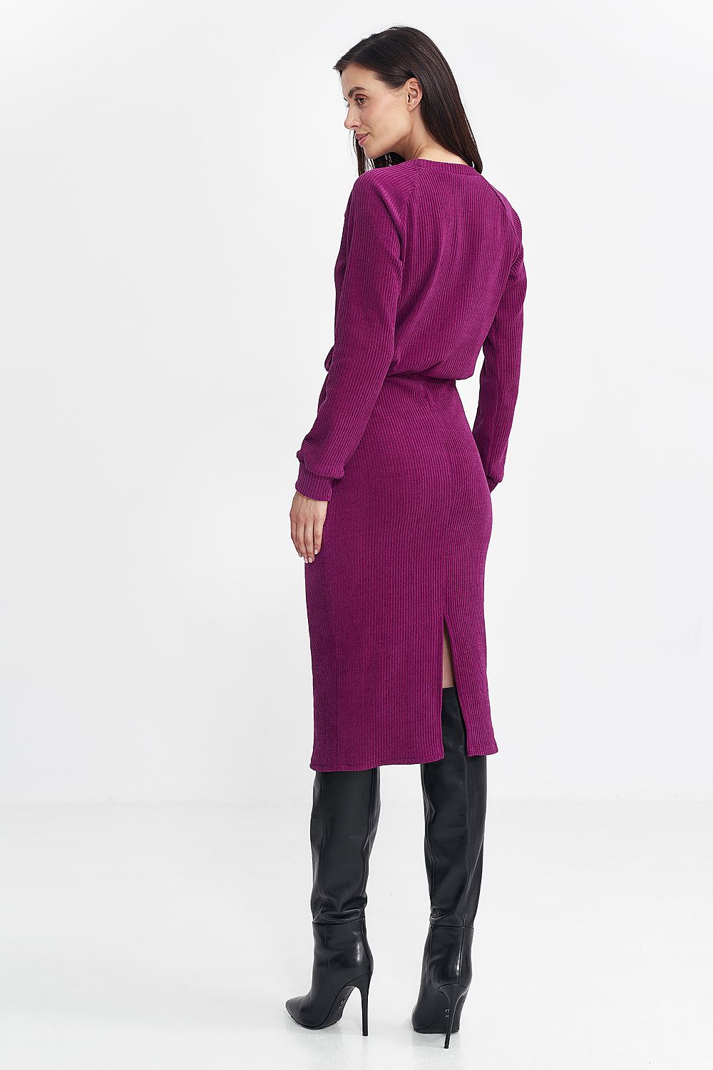 Ribbed Knit Dress with Long Sleeves