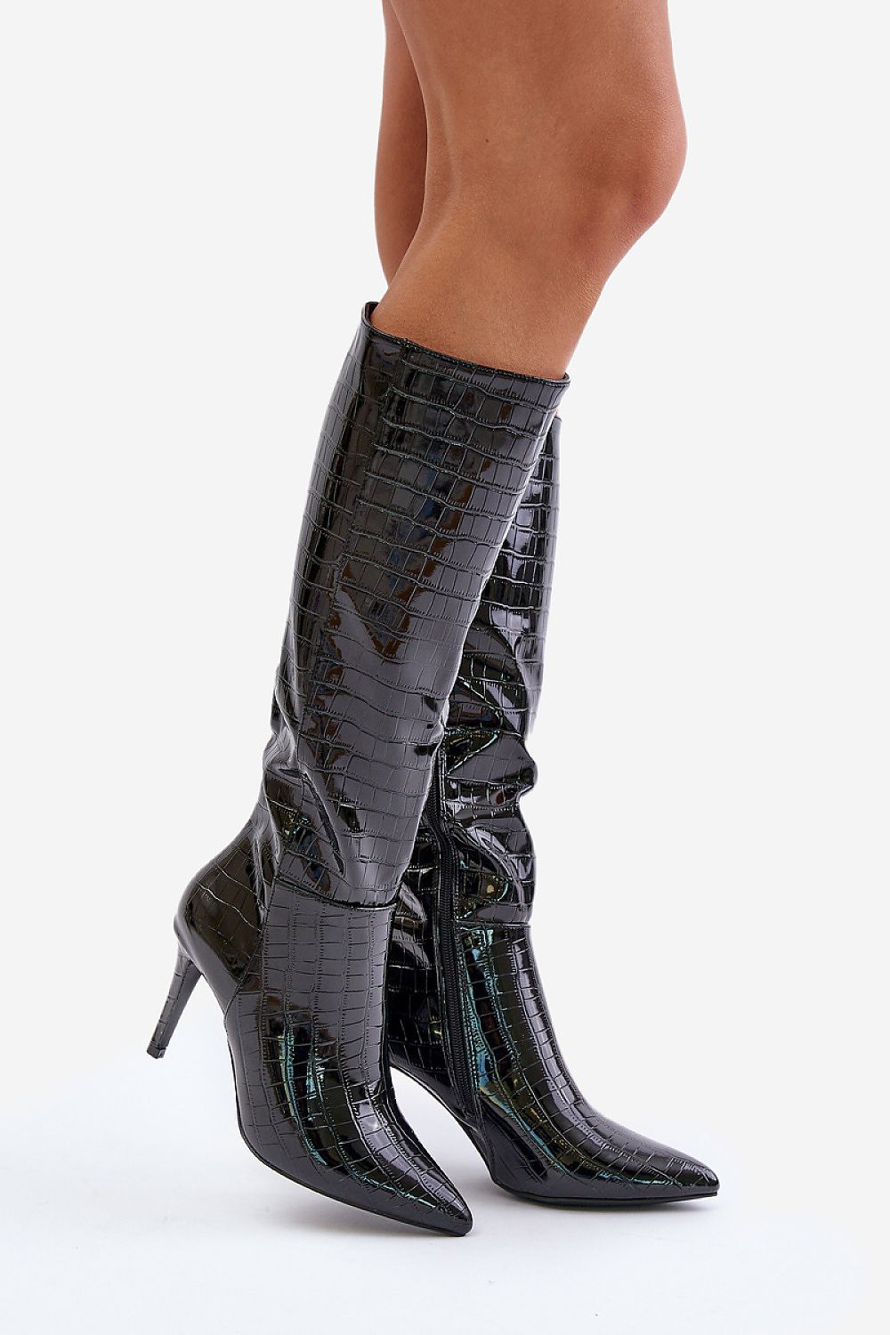 Eco-Leather Knee-High Stiletto Boots  Shop One Place