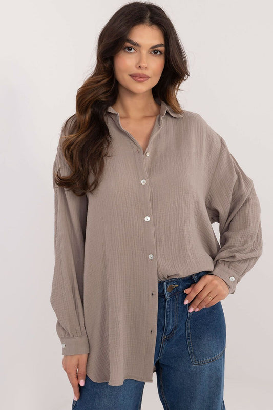 Long sleeve variegated fabric texture shirt  Shop One Place