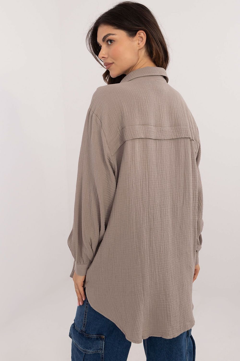 Long sleeve variegated fabric texture shirt  Shop One Place