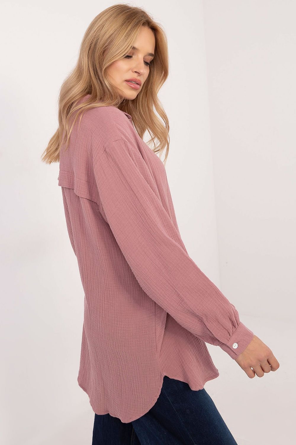 Long sleeve variegated fabric texture shirt  Shop One Place