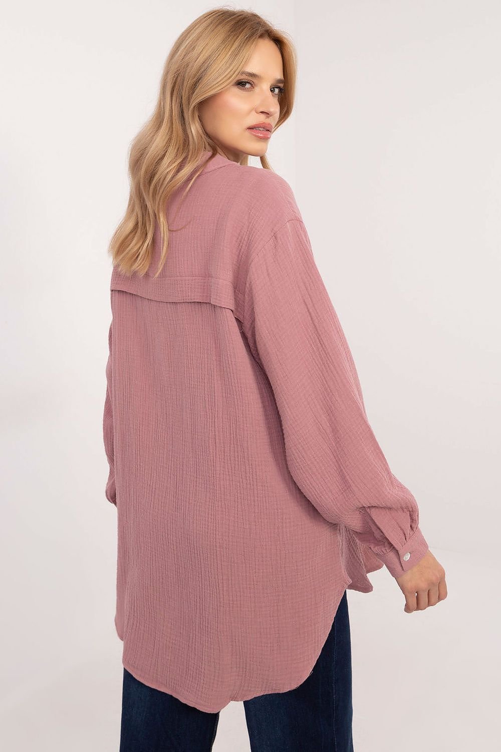 Long sleeve variegated fabric texture shirt  Shop One Place