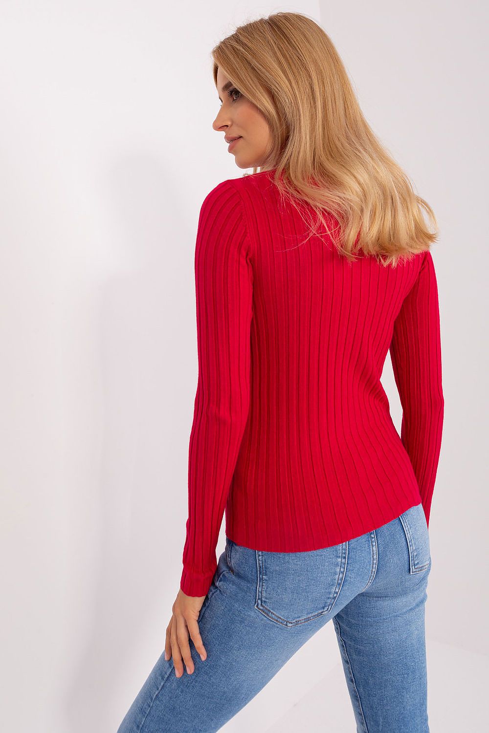 Classic Cut Ribbed Fabric Turtleneck Sweater