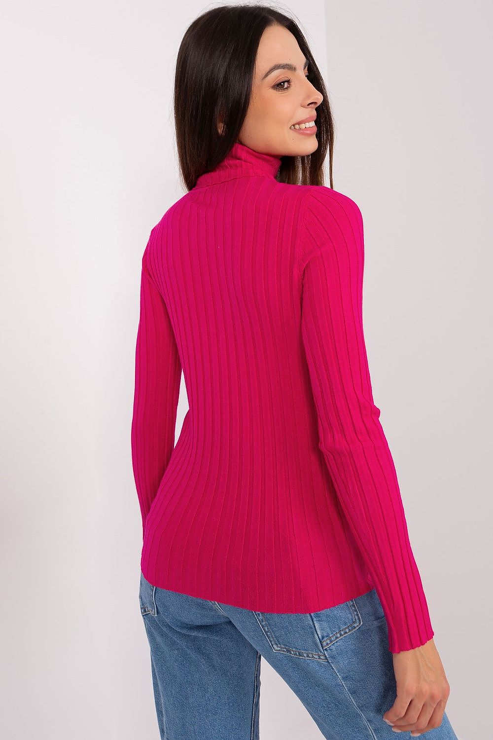 Classic Cut Ribbed Fabric Turtleneck Sweater