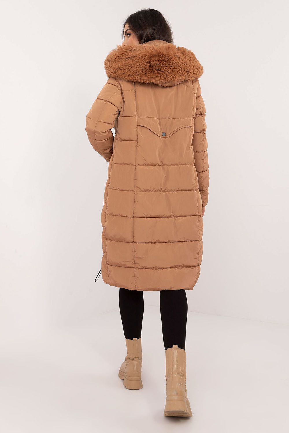 Long Quilted Winter Jacket With Fur