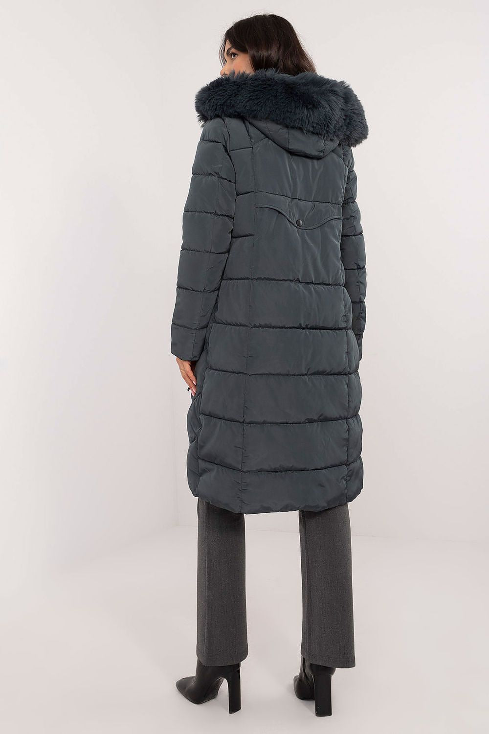 Long Quilted Winter Jacket With Fur