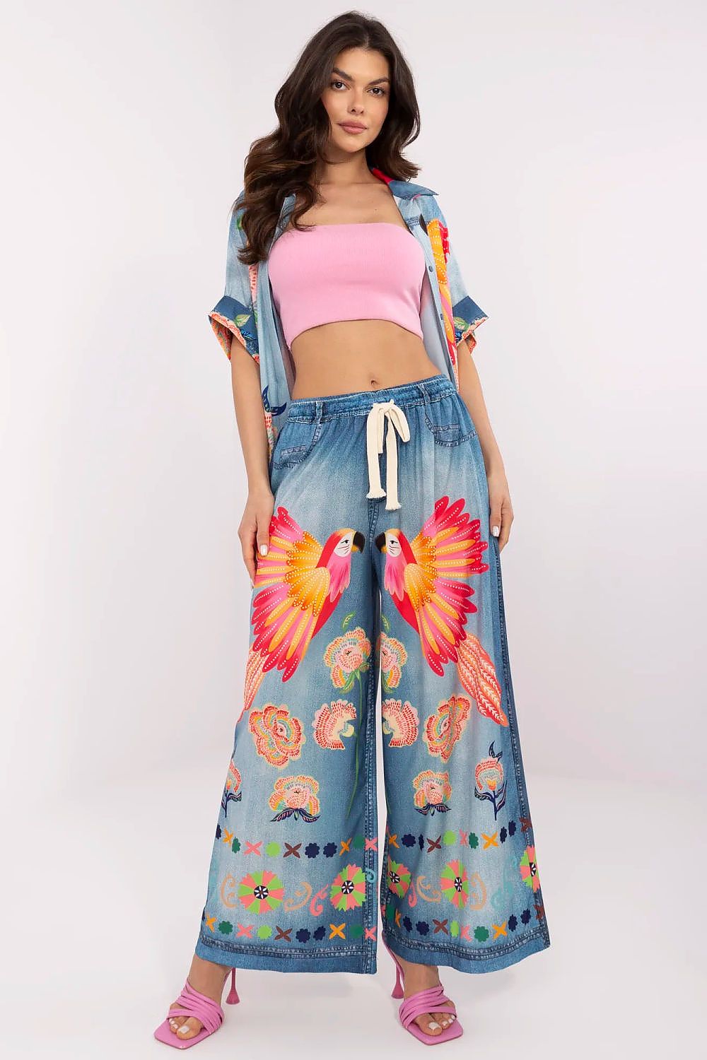 Blue women's printed palazzo pants  Shop One Place