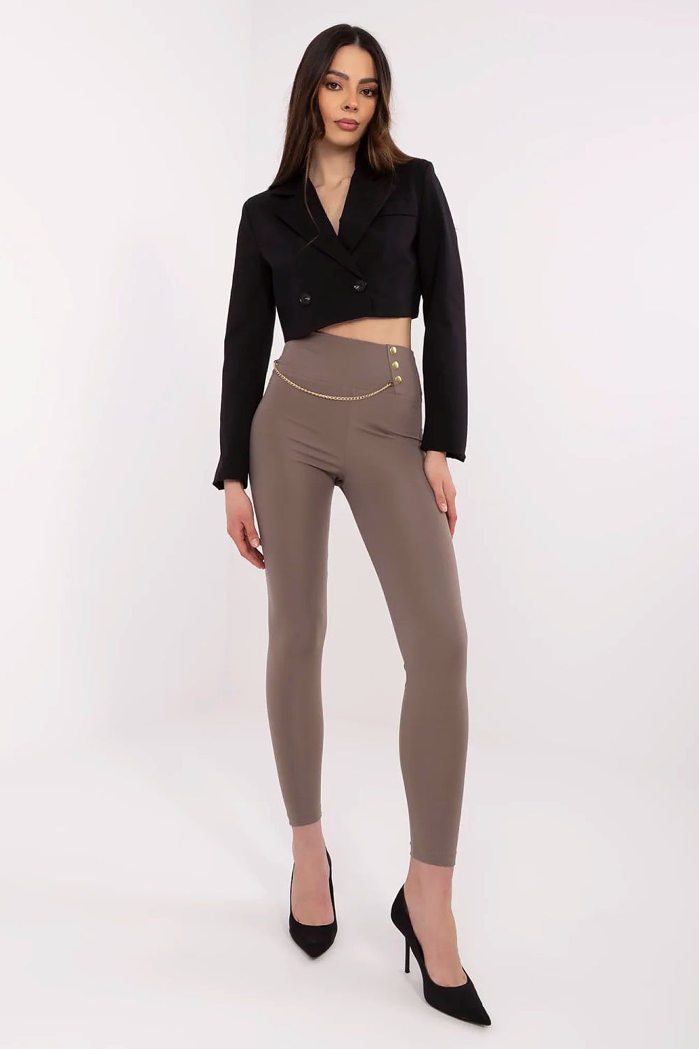 Women’s High-Waisted Tapered Leggings – Chain Detail, Stretch Fit  Shop One Place