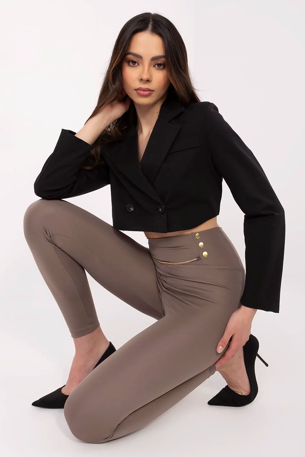 Women’s High-Waisted Tapered Leggings – Chain Detail, Stretch Fit  Shop One Place