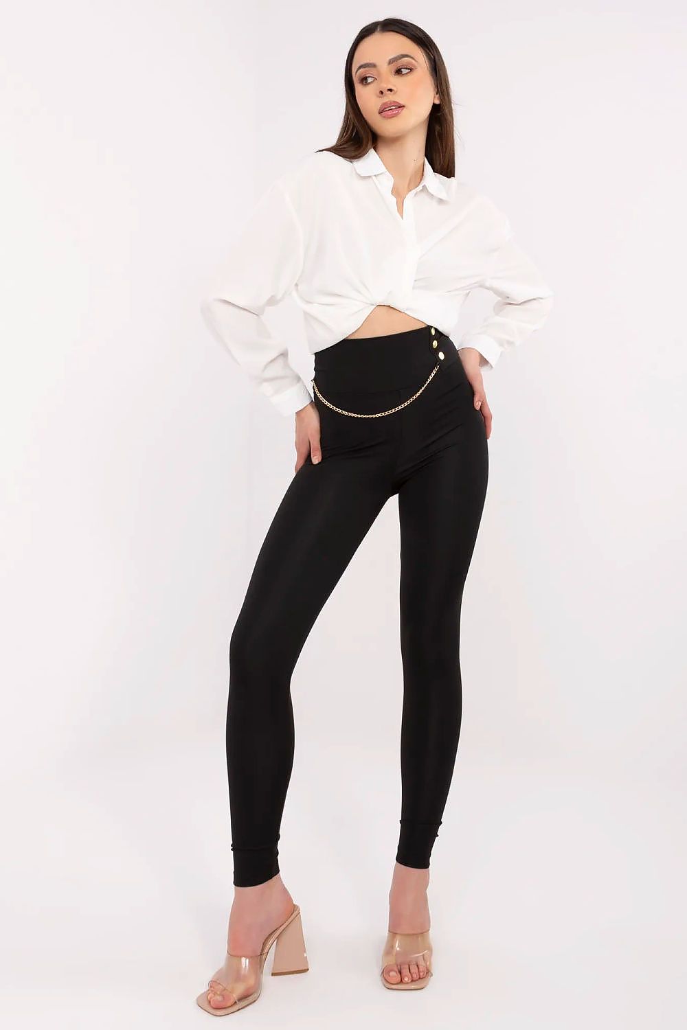 Women’s High-Waisted Tapered Leggings – Chain Detail, Stretch Fit  Shop One Place