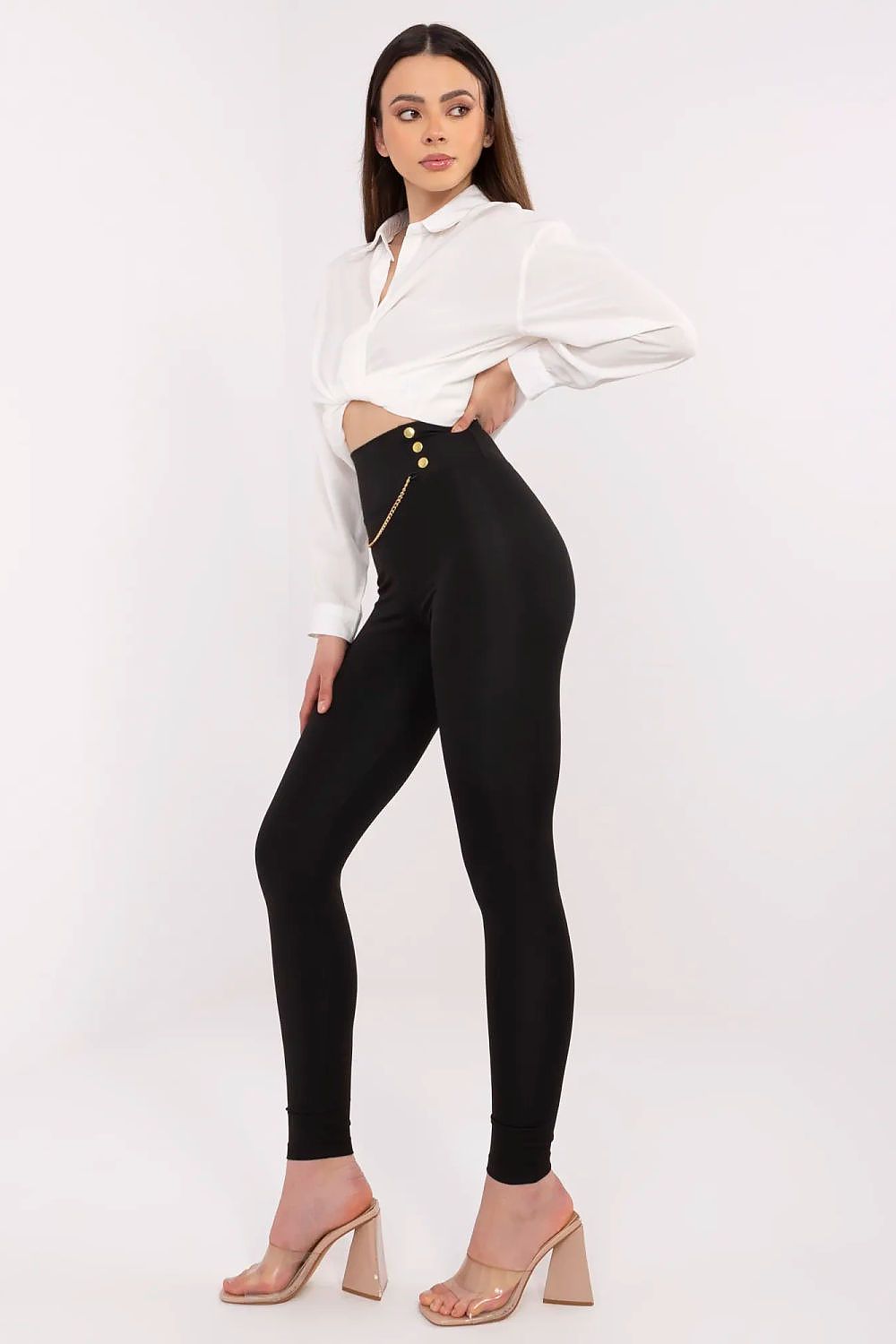 Women’s High-Waisted Tapered Leggings – Chain Detail, Stretch Fit  Shop One Place