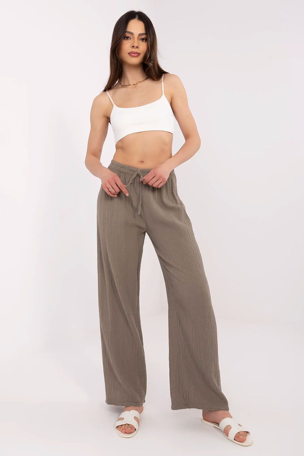 Och Bella High-Waisted Cotton Muslin Pants  Shop One Place