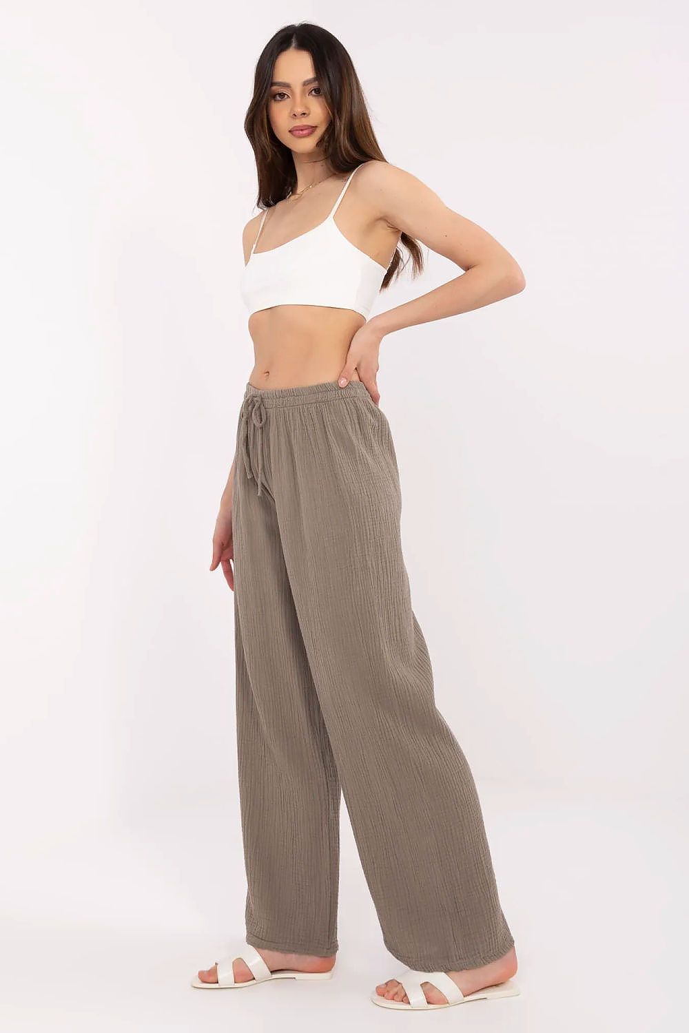 Och Bella High-Waisted Cotton Muslin Pants  Shop One Place
