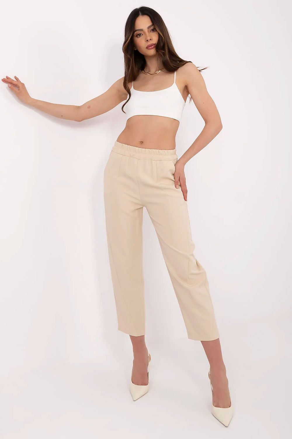 Women’s High-Waisted Tapered Cigarette Pants – Stretch Fit with Pockets  Shop One Place