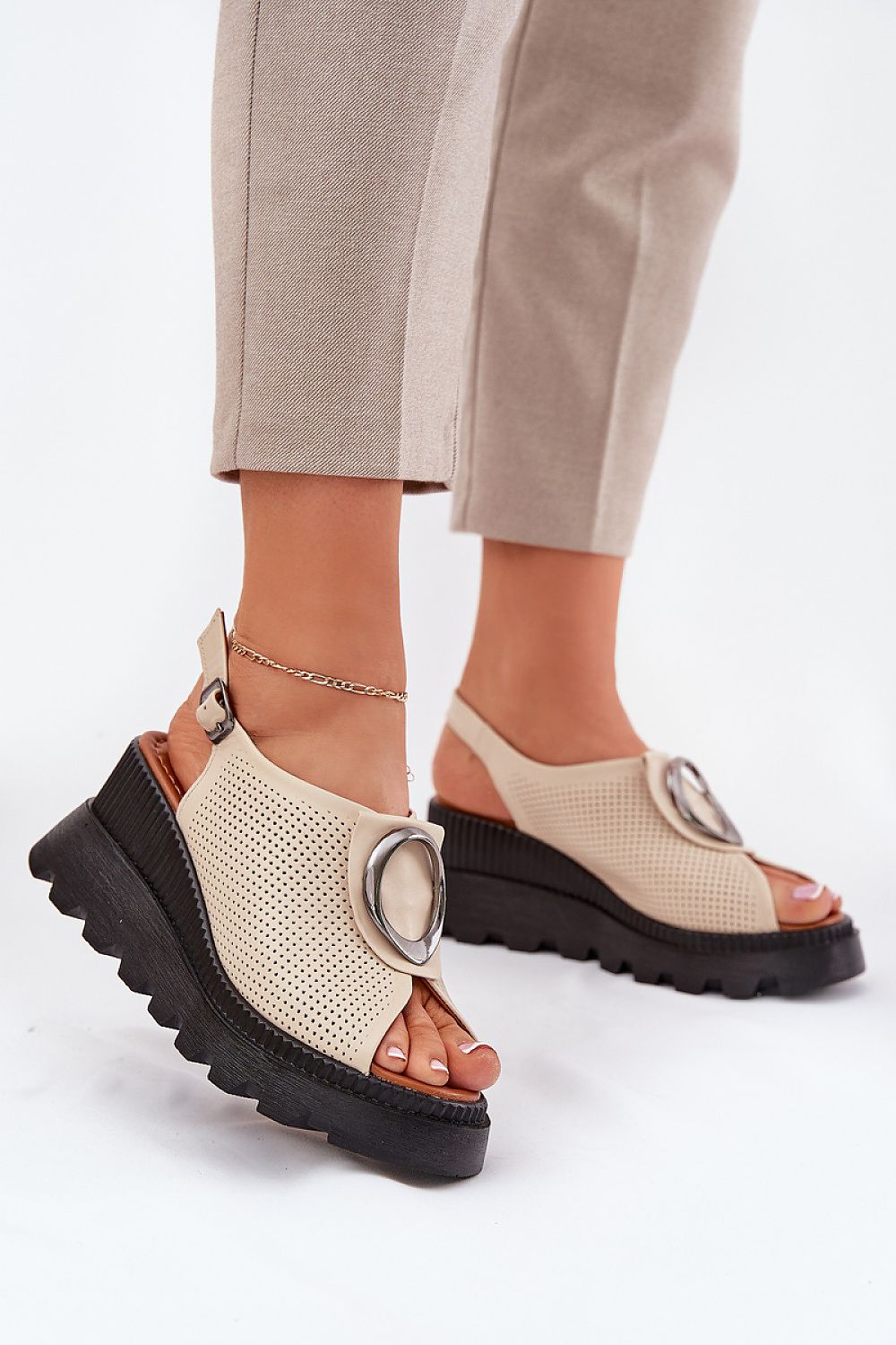 Women's Wedge Heel Sandals – Leather Upper with Front Accent  Shop One Place