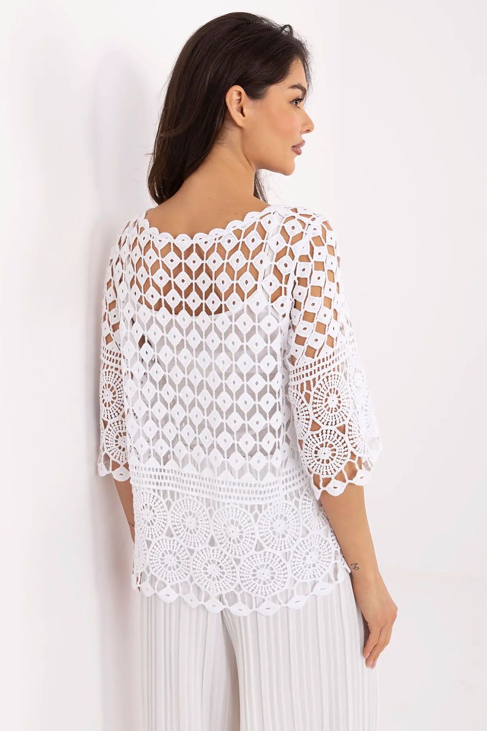 Women’s Two-Piece Boho Cotton Blouse Set – Openwork Top with Fitted Camisole  Shop One Place