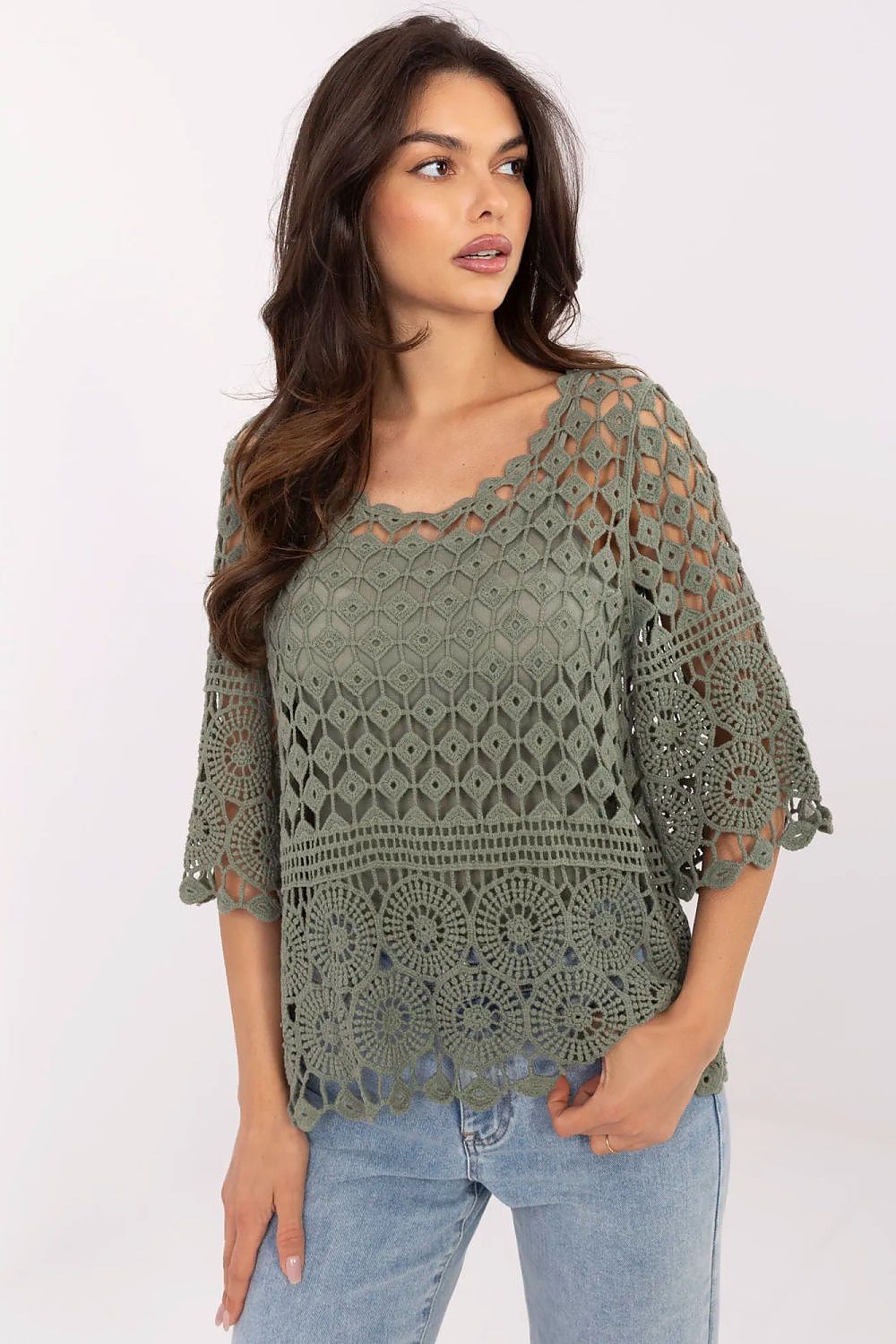 Women’s Two-Piece Boho Cotton Blouse Set – Openwork Top with Fitted Camisole  Shop One Place