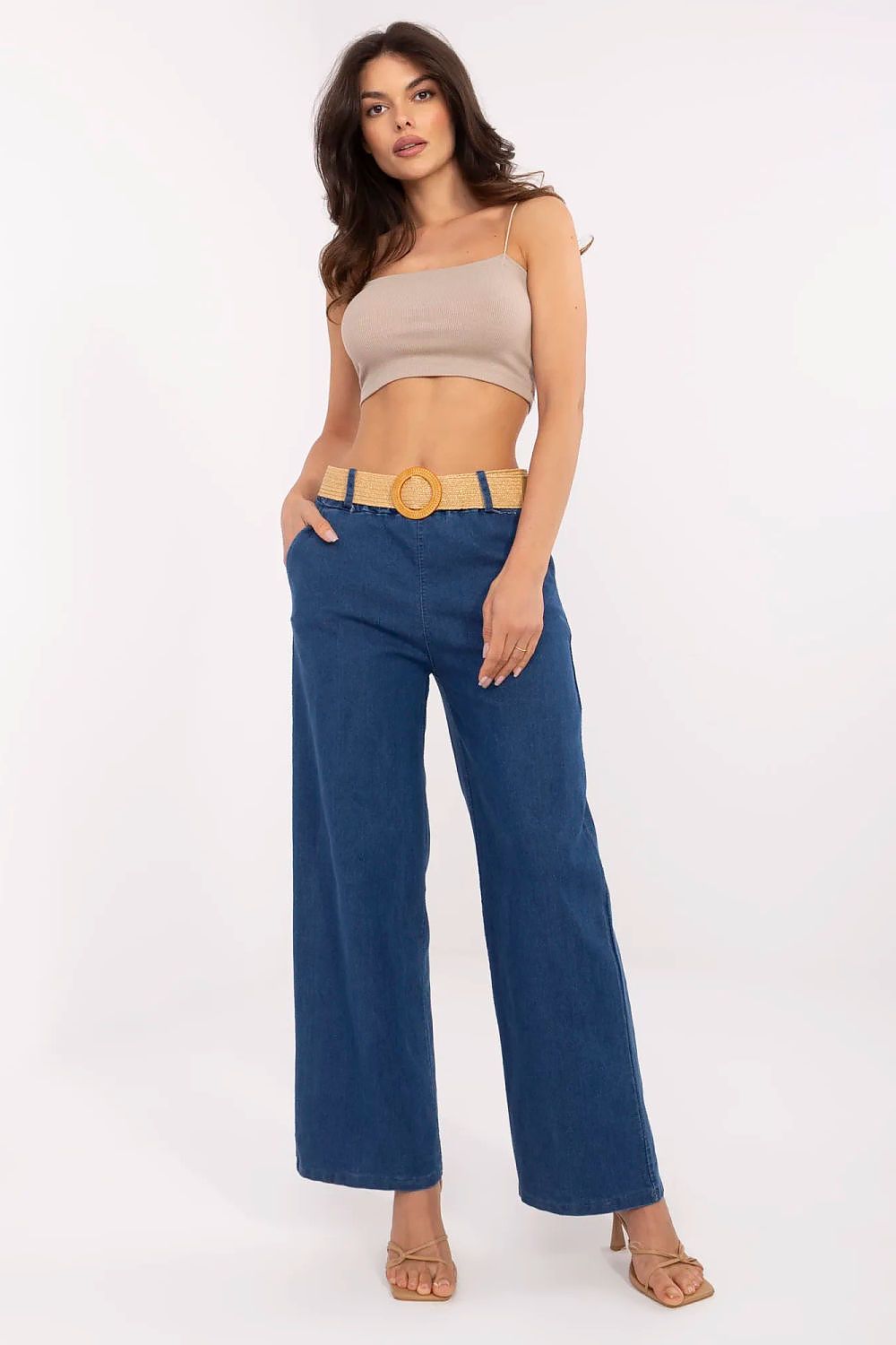 Women’s High-Waisted Wide-Leg Jeans – Slip-On Style with Belt  Shop One Place