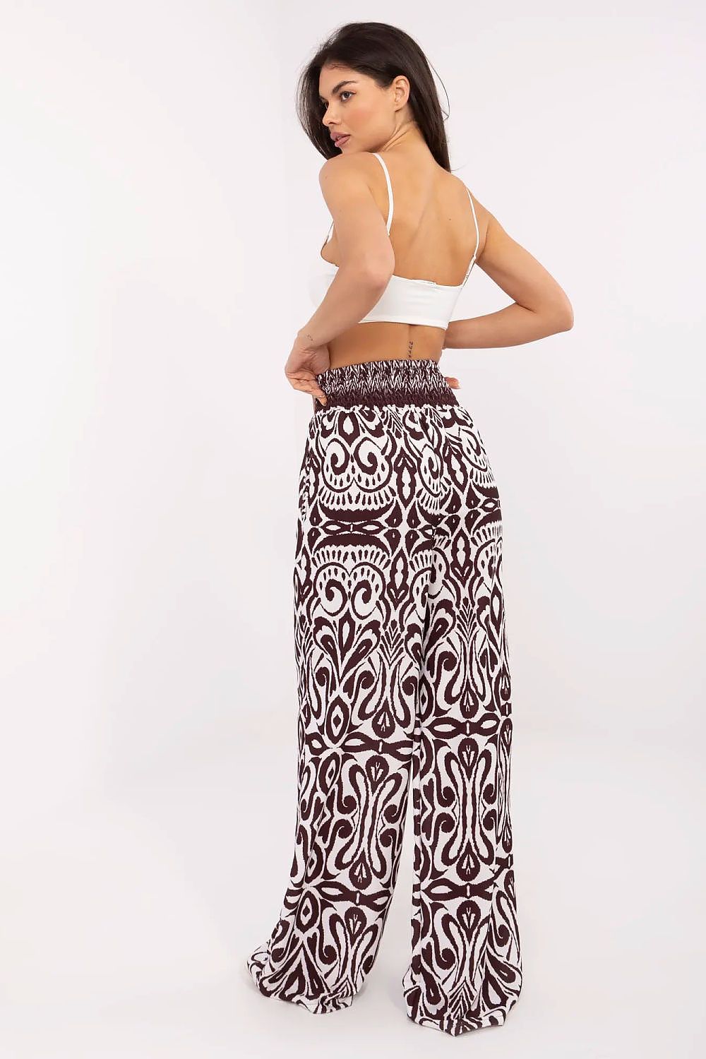 Boho High-Waisted Wide Leg Pants Italy Moda-Dark Brown  Shop One Place