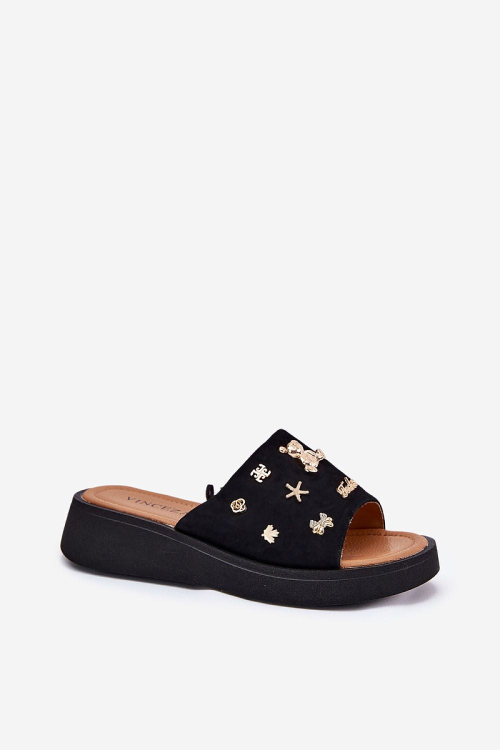 Vinceza Natural Suede Platform Sandals-Black  Shop One Place