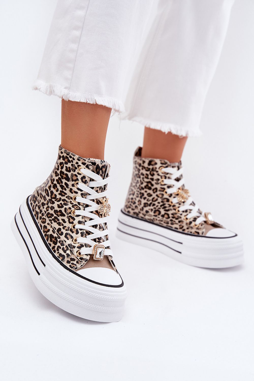 Women's platform hightop animal print sneakers  Shop One Place