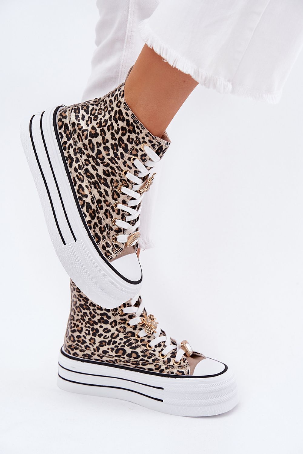 Women's platform hightop animal print sneakers  Shop One Place