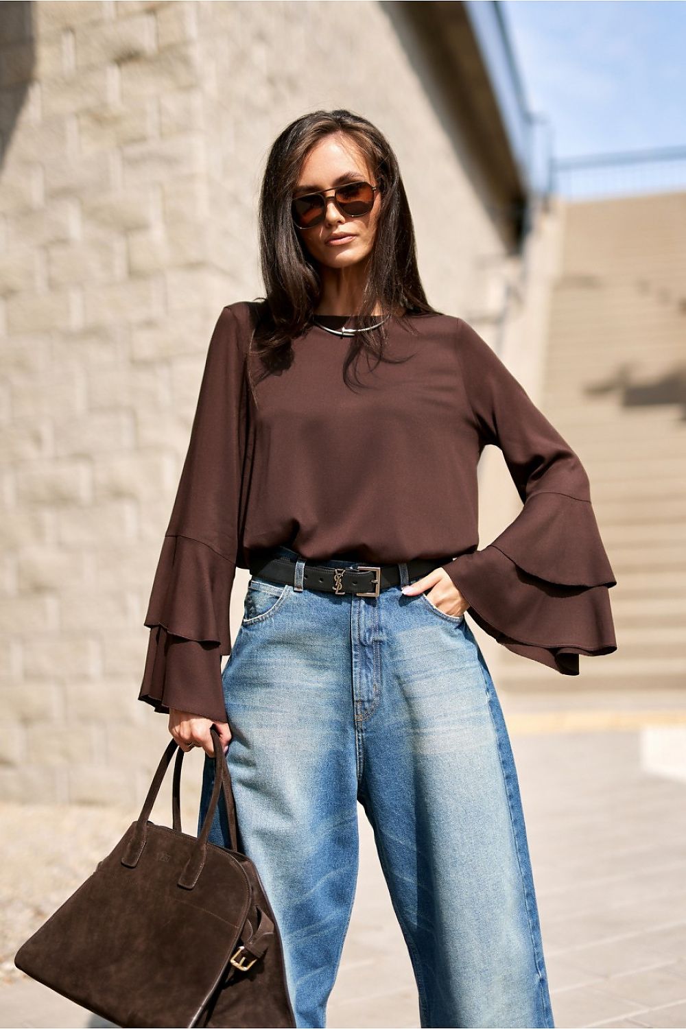 Camila - blouse with double-layer bell sleeves  Shop One Place