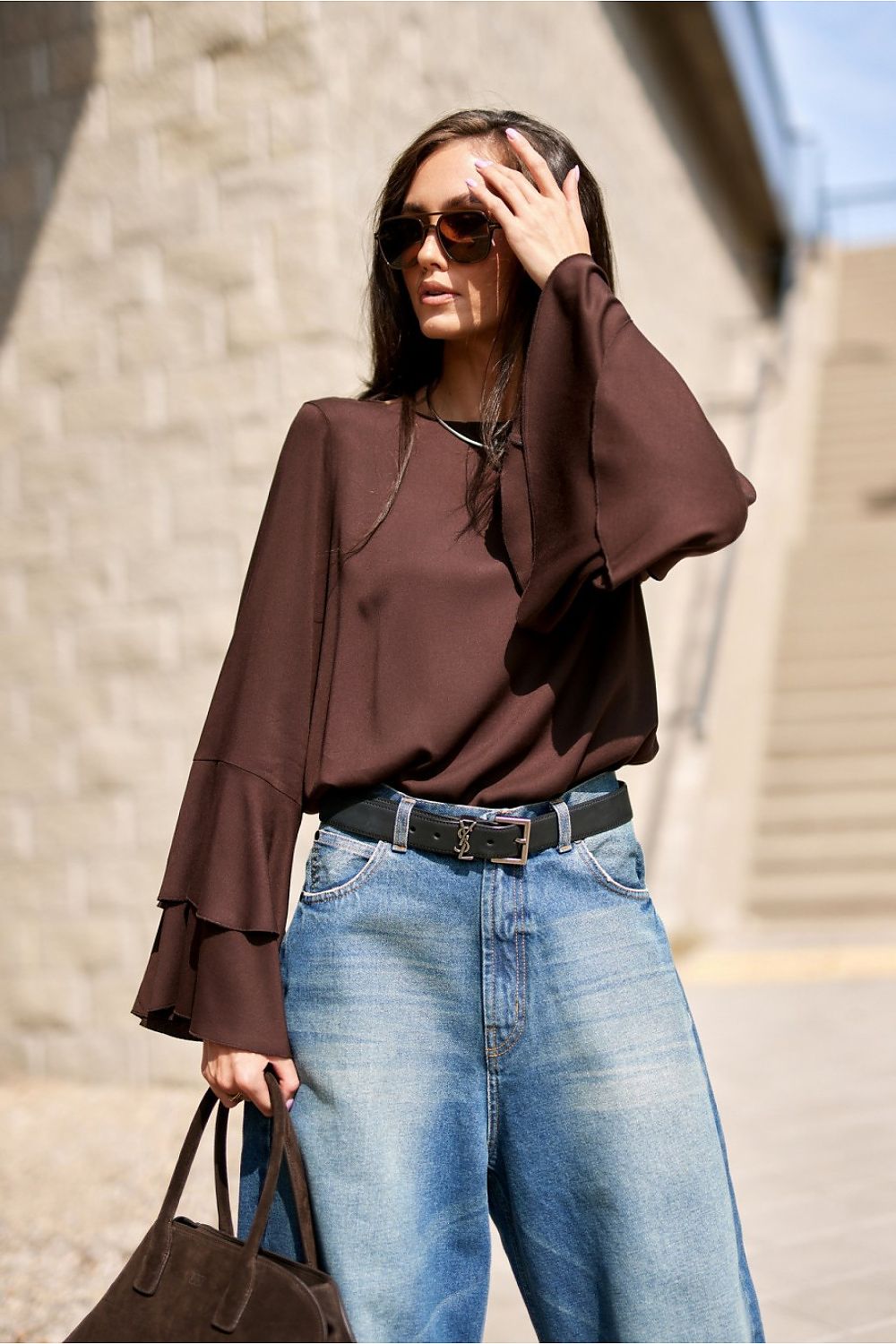 Camila - blouse with double-layer bell sleeves  Shop One Place
