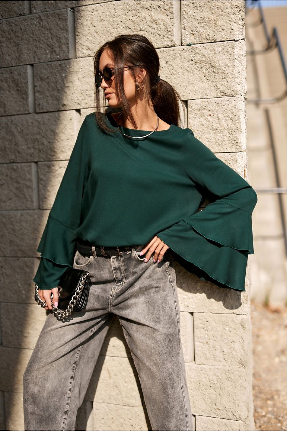 Camila - blouse with double-layer bell sleeves  Shop One Place