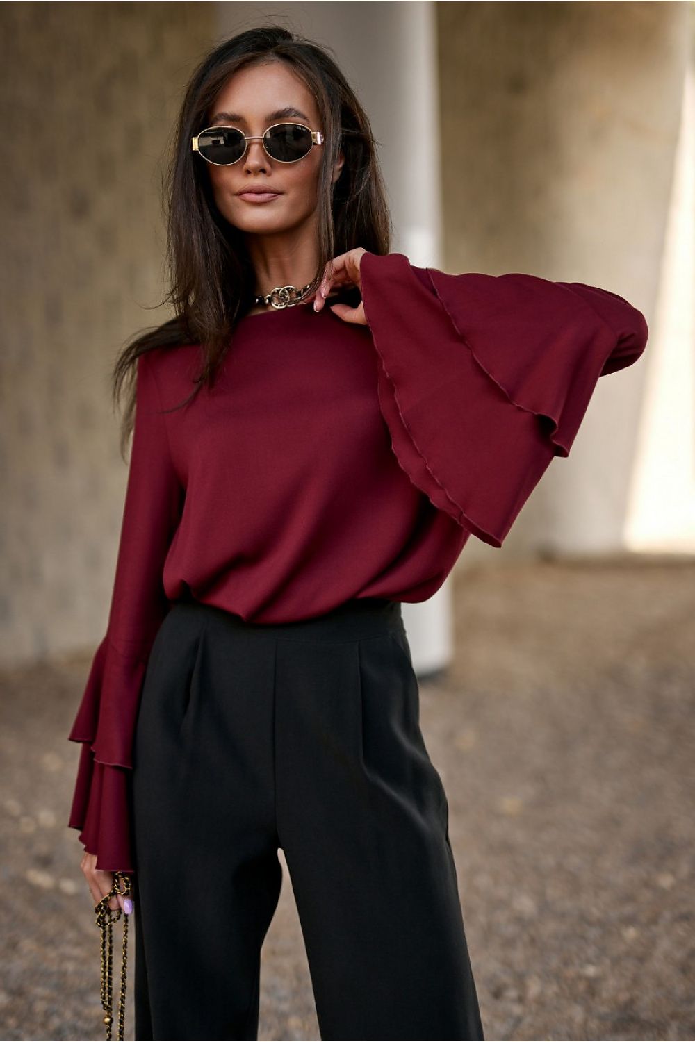Camila - blouse with double-layer bell sleeves  Shop One Place