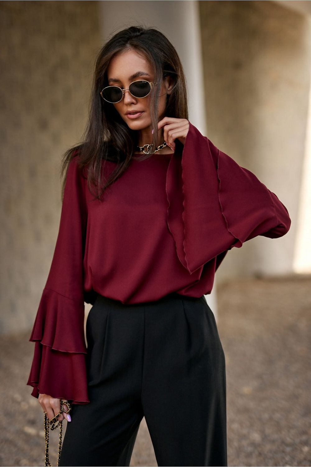 Camila - blouse with double-layer bell sleeves  Shop One Place