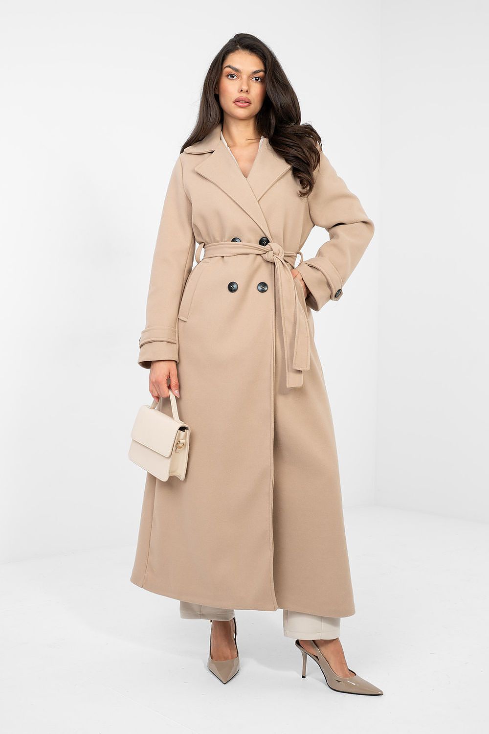 Classic Double-Breasted Trench Coat with Belt  Shop One Place