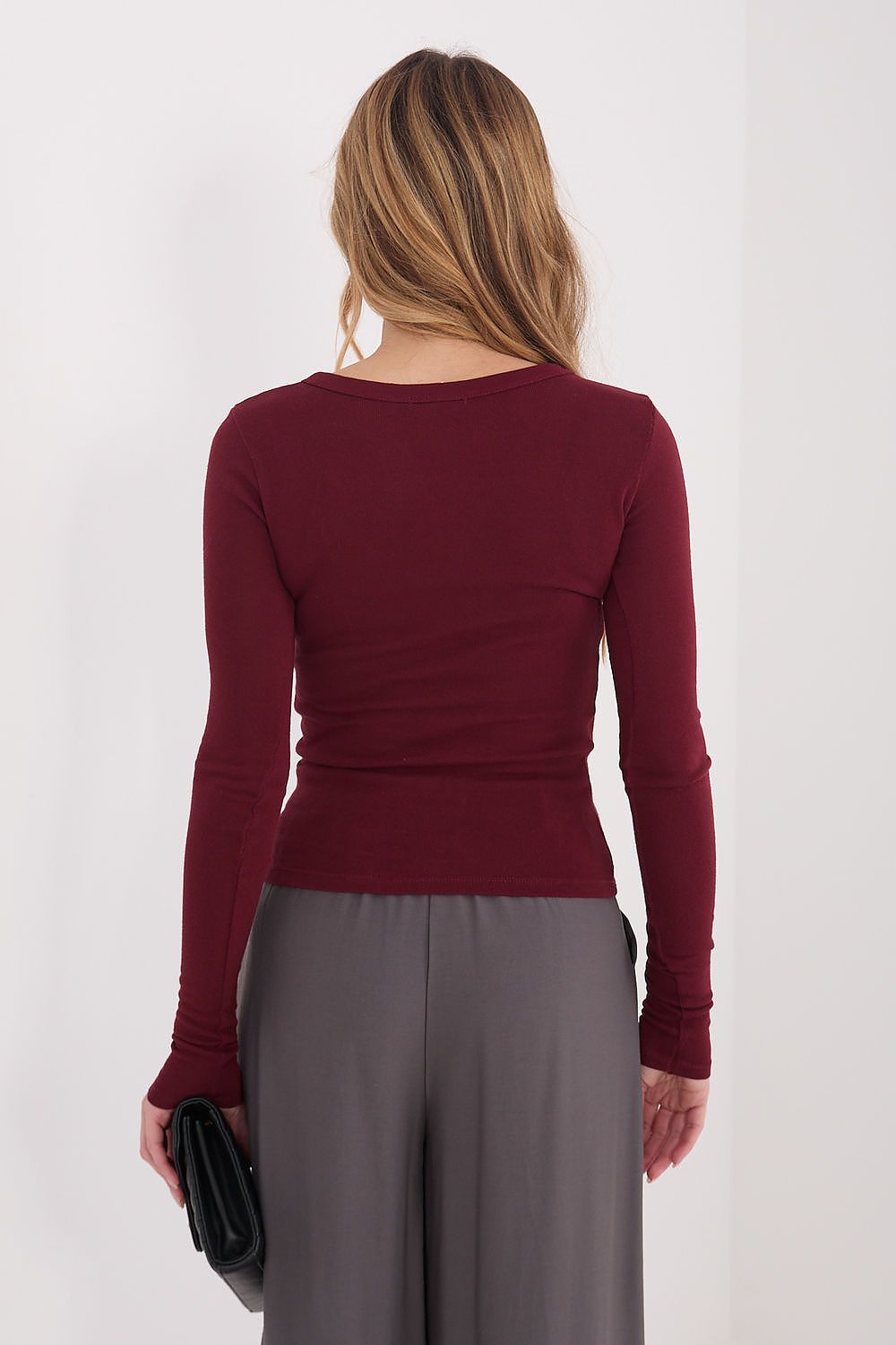 Women's Fitted Cotton Long Sleeve Crew Neck Top – view 7
