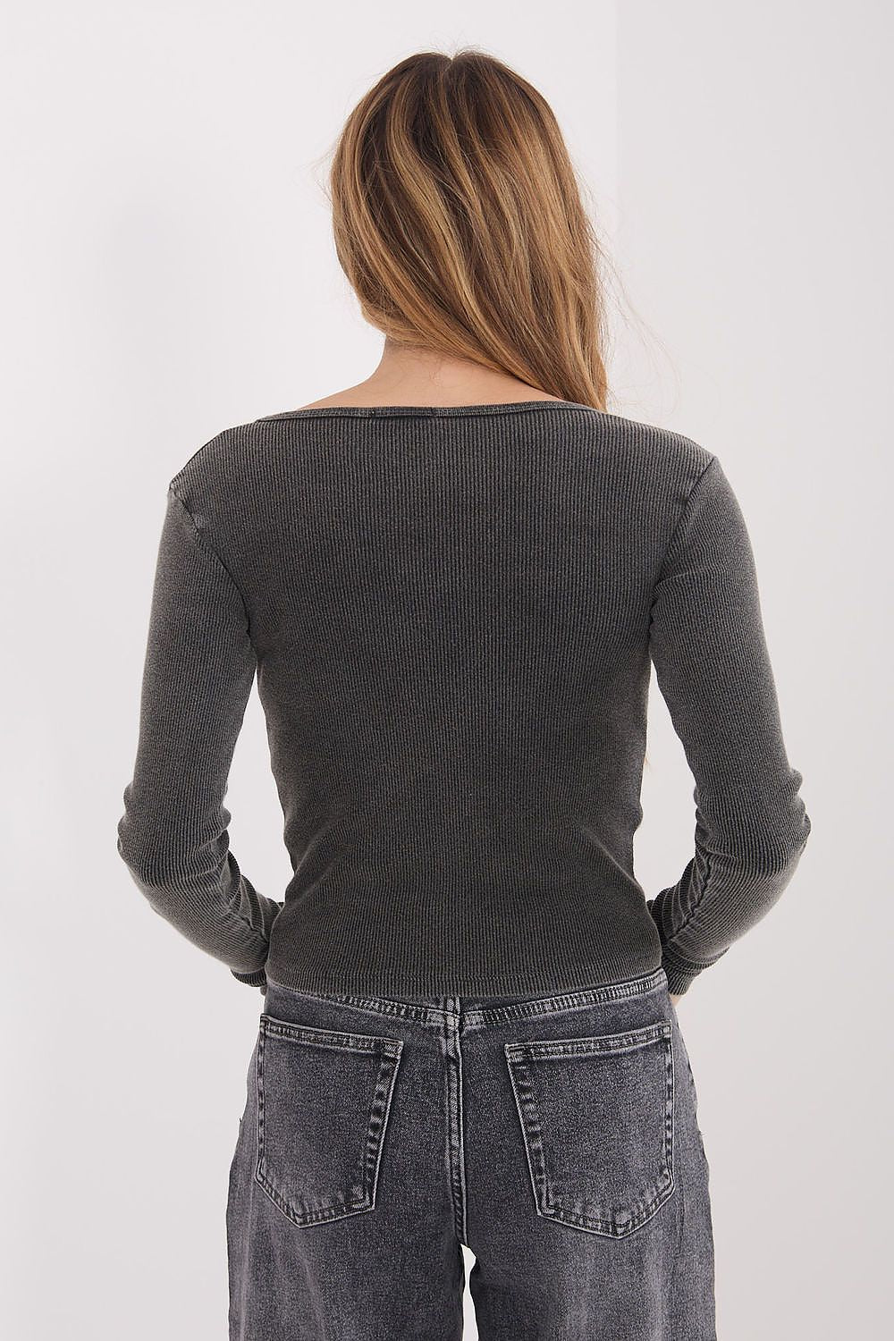 Women's Ribbed V-Neck Long Sleeve Top – view 6