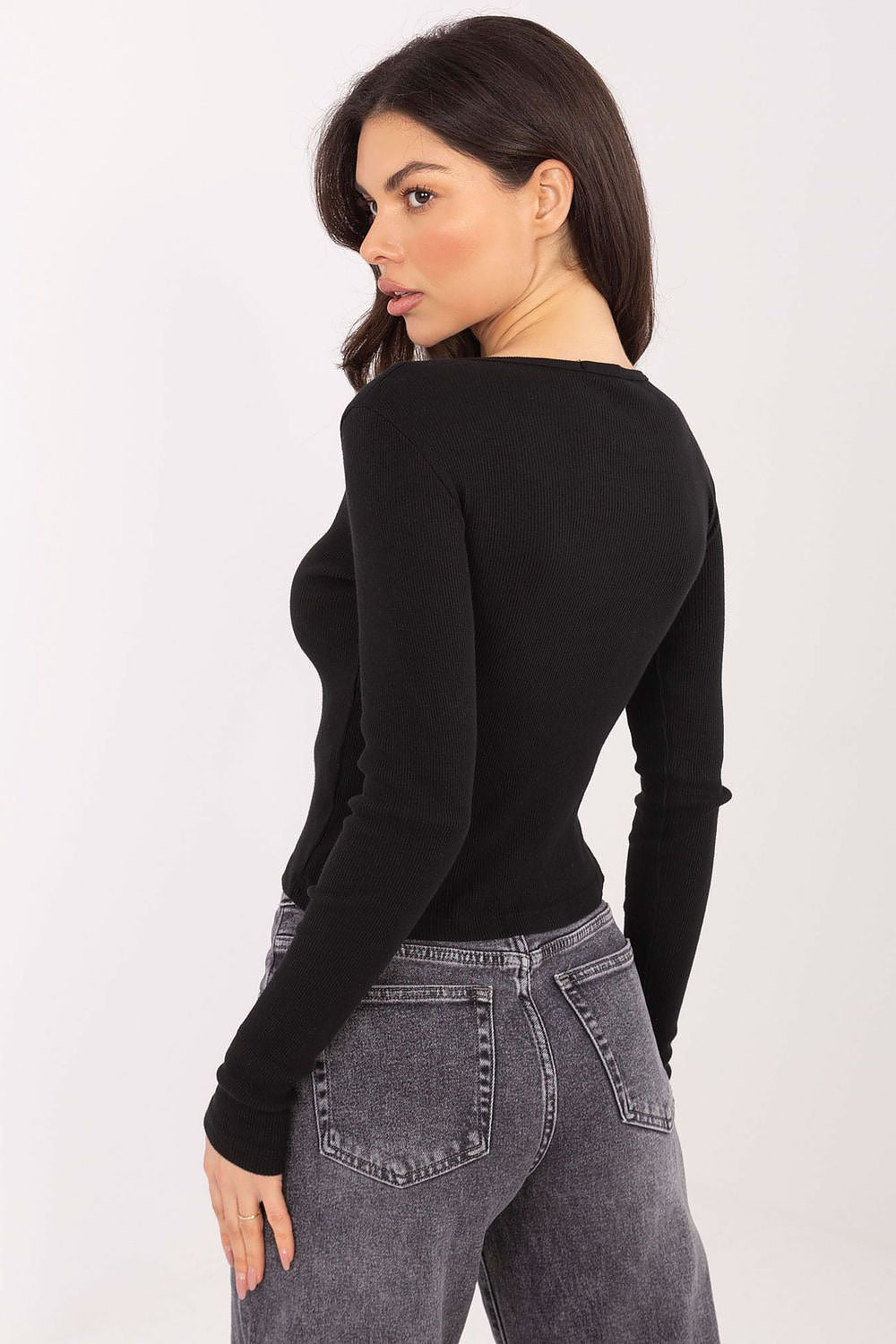 Women's Ribbed V-Neck Long Sleeve Top – view 12