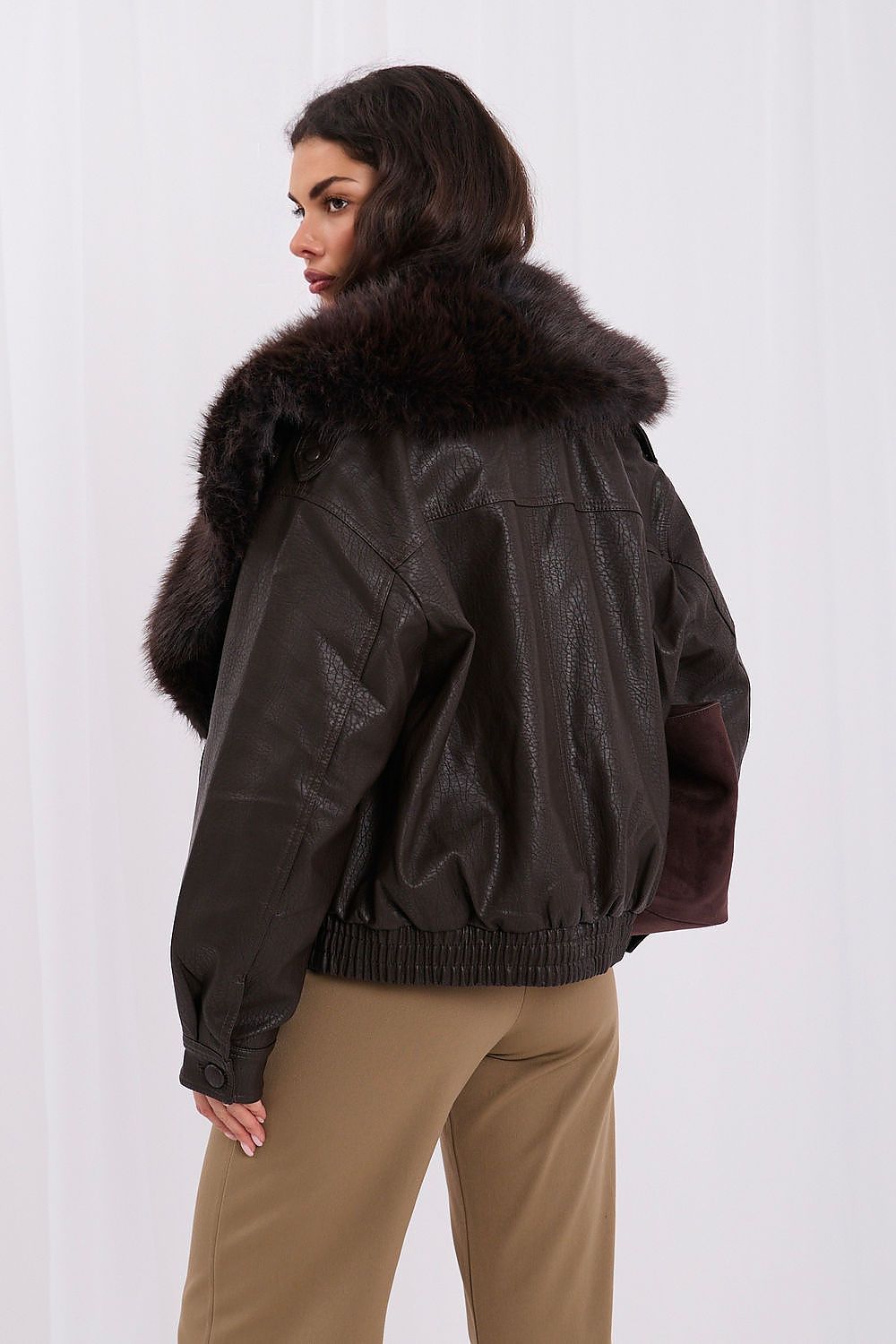 Women's Faux Leather Double-Breasted Jacket – view 3