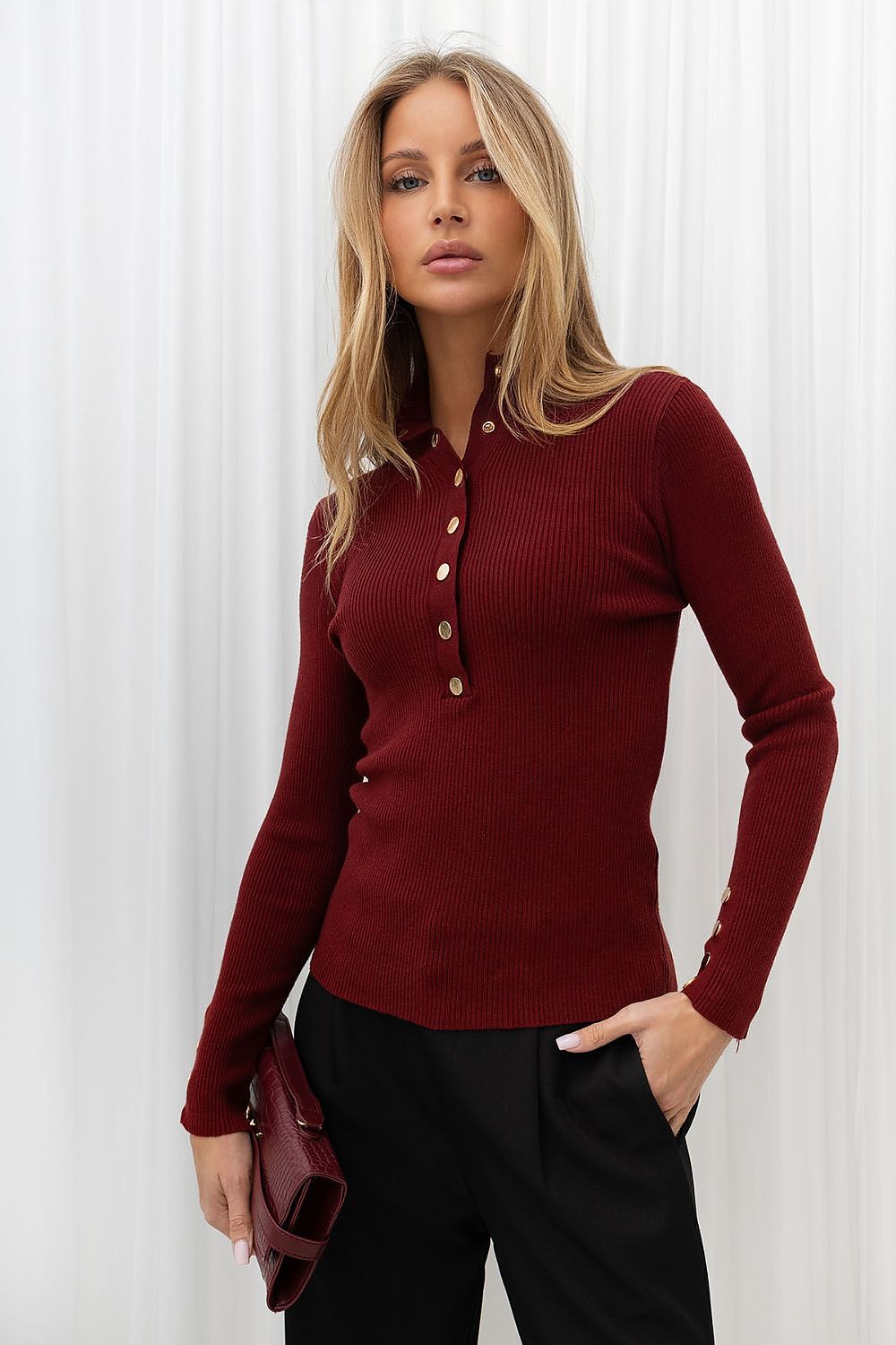 Women's Ribbed Stand Collar Sweater – view 3