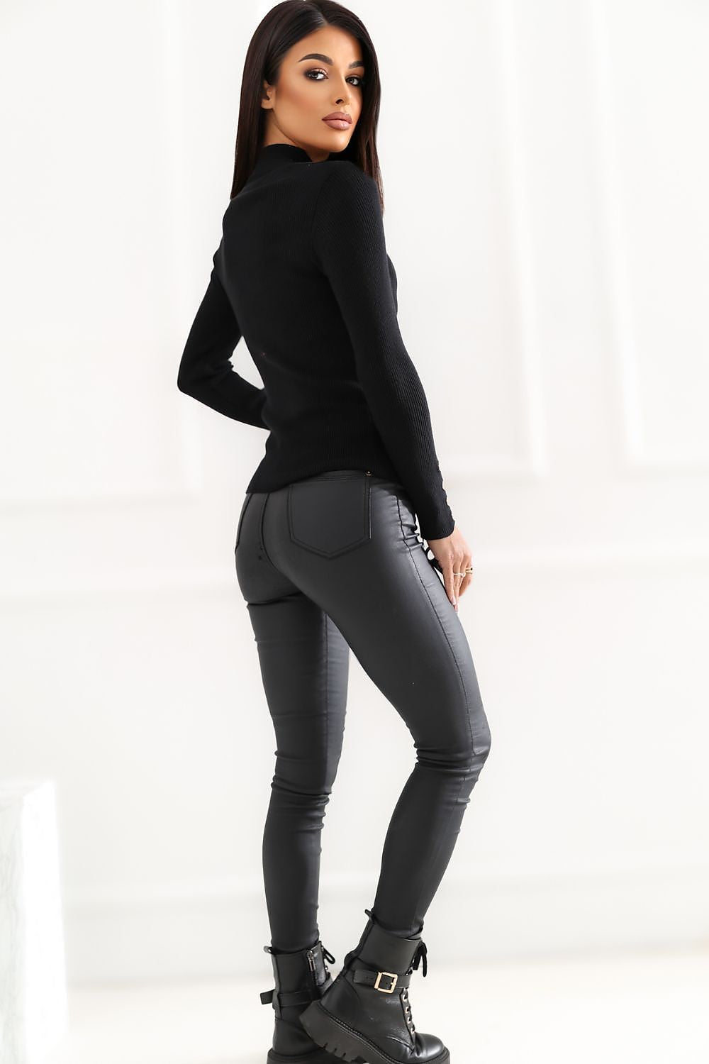 Women's Ribbed Stand Collar Sweater – view 9